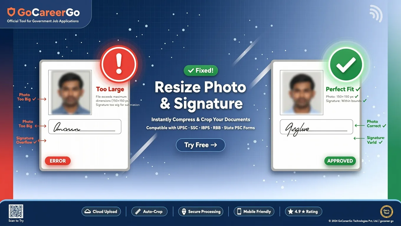 Free Sarkari Photo & Signature Resizer Online | Govt Job Forms